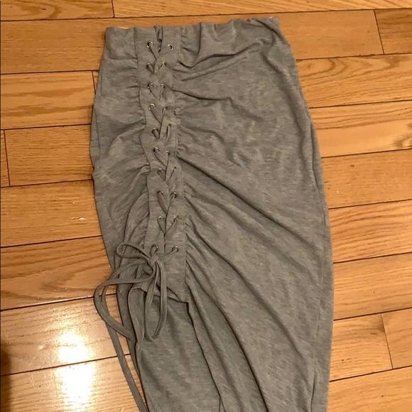 Grey Asymmetrical Skirt - Picture 2 of 3